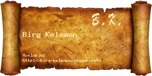 Birg Kelemen névjegykártya